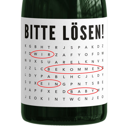 Schwangerschaft Verkünden Wir Bekommen Ein Baby Sektetiketten Flaschenetikett Wörterrätsel Sekt Geschenk 2 Stück | 9x13 cm