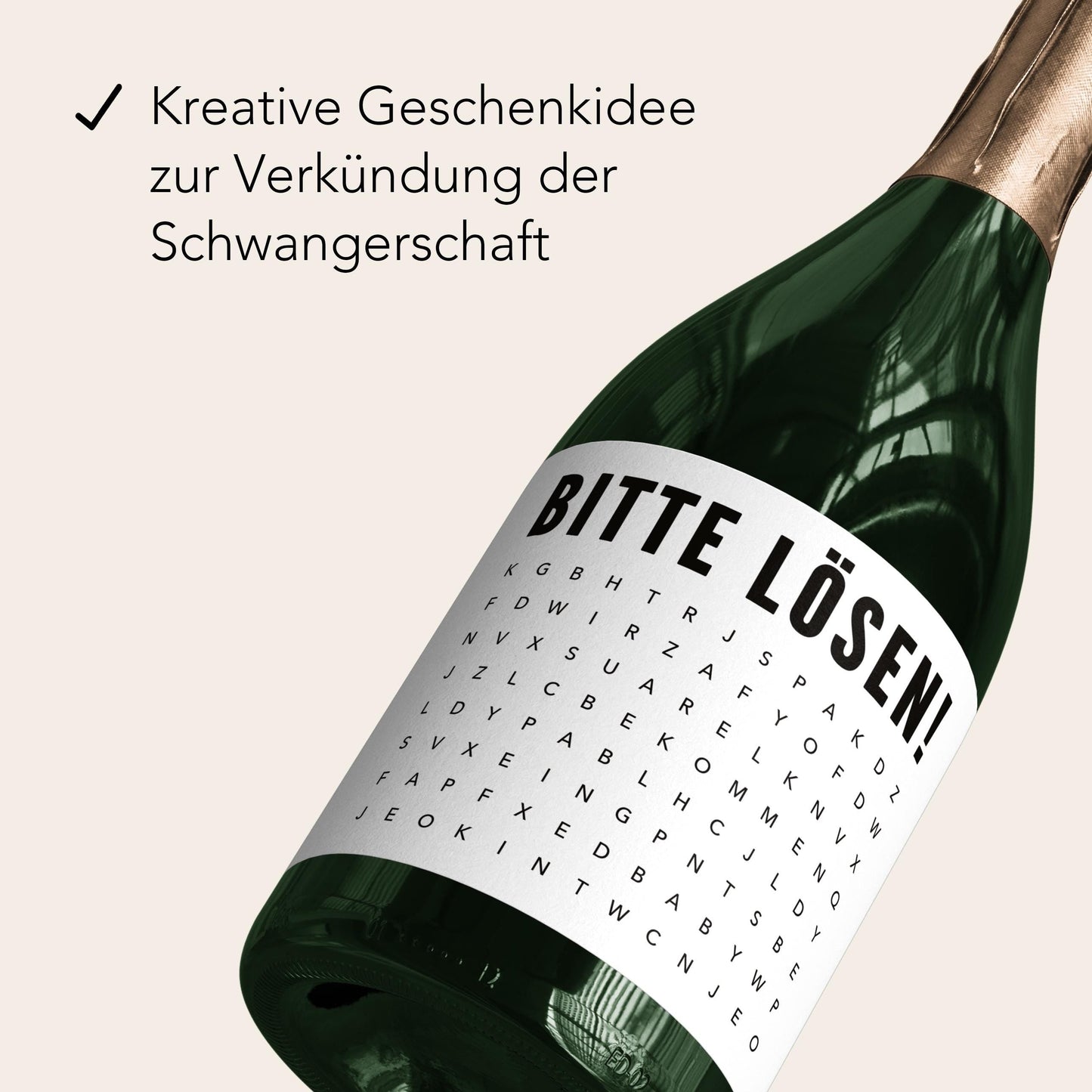 Schwangerschaft Verkünden Wir Bekommen Ein Baby Sektetiketten Flaschenetikett Wörterrätsel Sekt Geschenk 2 Stück | 9x13 cm