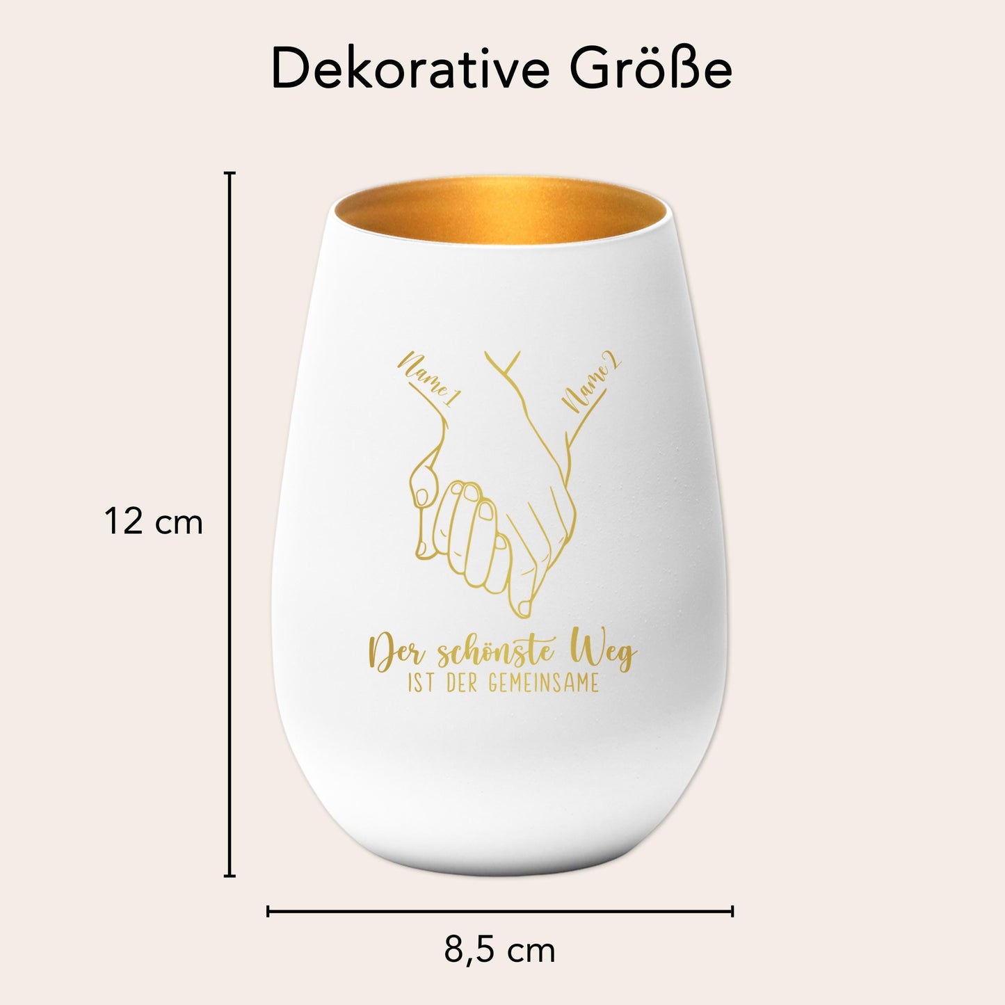Verlobungsgeschenk Kerze personalisiert Windlicht Glas mit Gravur Hochzeitsgeschenk für Brautpaar Hochzeit Geschenk Kleinigkeit (Weiß)