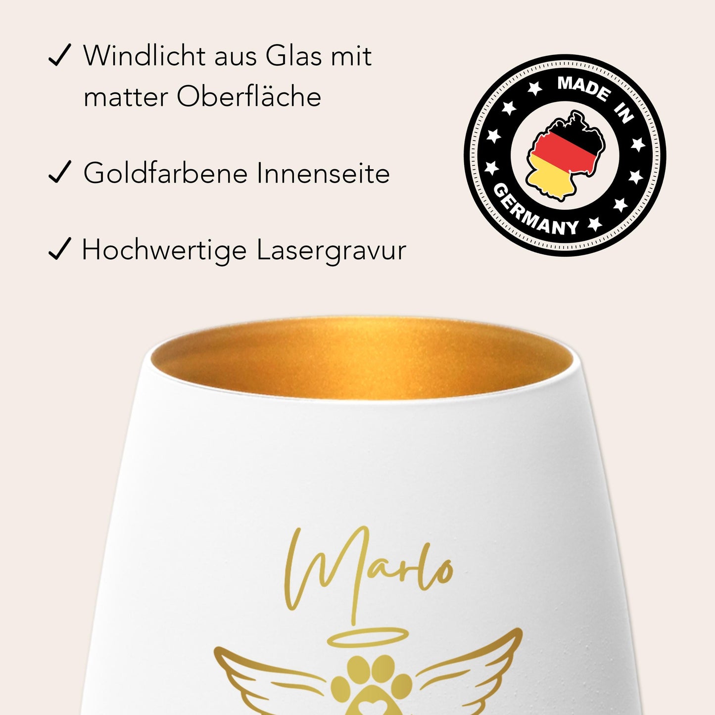 Andenken an verstorbenen Hund Trauergeschenk personalisiert Windlicht Trauer Geschenk zur Erinnerung Hunde Trauerlicht Gedenkkerze (Weiß)