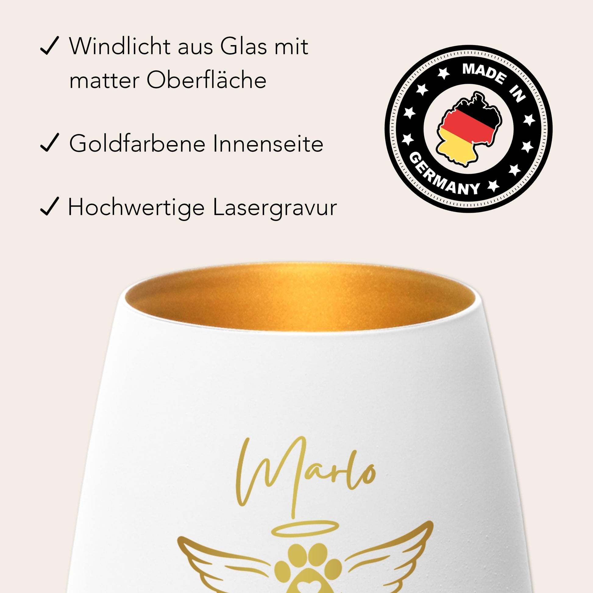 Andenken an verstorbenen Hund Trauergeschenk personalisiert Windlicht Trauer Geschenk zur Erinnerung Hunde Trauerlicht Gedenkkerze (Weiß)