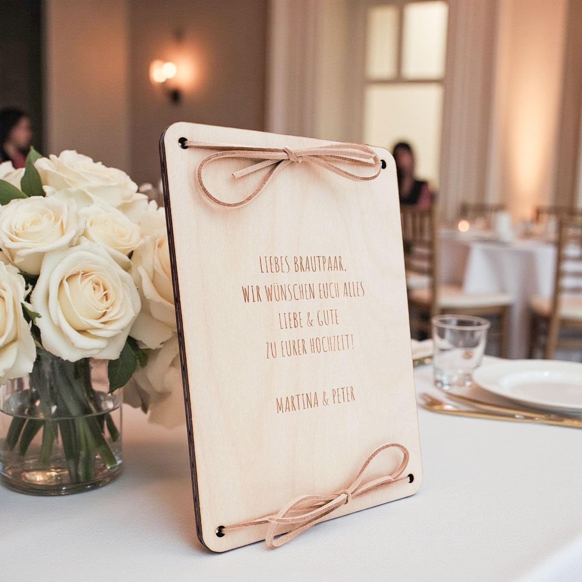 Hochzeitsgeschenk Geld Brautppar personalisiertes Geldgeschenk Hochzeit Hochzeitsgeschenk Geschenk Hochzeitskarte aus Holz 12x17 cm