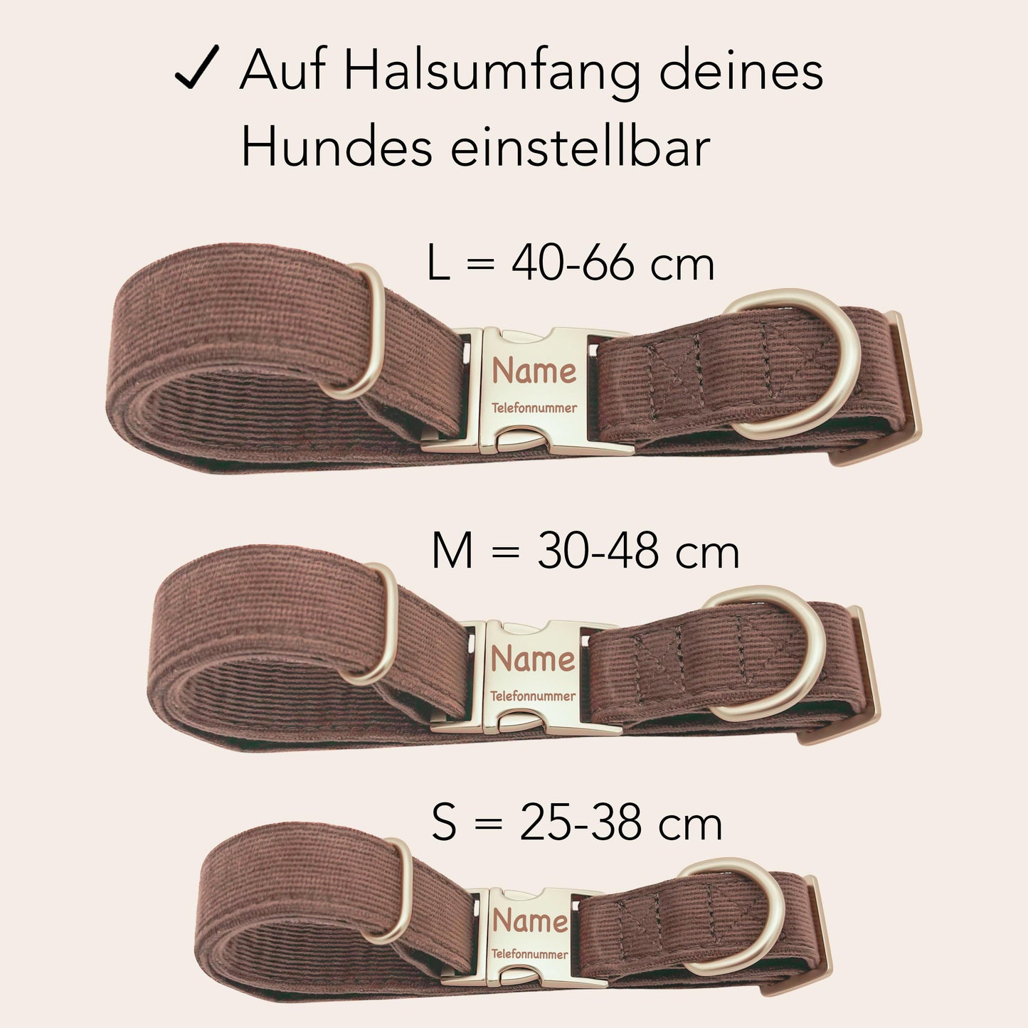 Hundehalsband personalisiert mit Namen Hundemarke Halsband Hund Geschenk mit Gravur Braun