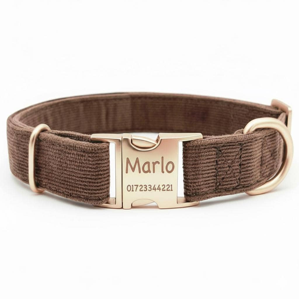 Hundehalsband personalisiert mit Namen Hundemarke Halsband Hund Geschenk mit Gravur Braun