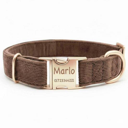 Hundehalsband personalisiert mit Namen Hundemarke Halsband Hund Geschenk mit Gravur Braun