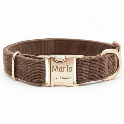 Hundehalsband personalisiert mit Namen Hundemarke Halsband Hund Geschenk mit Gravur Braun