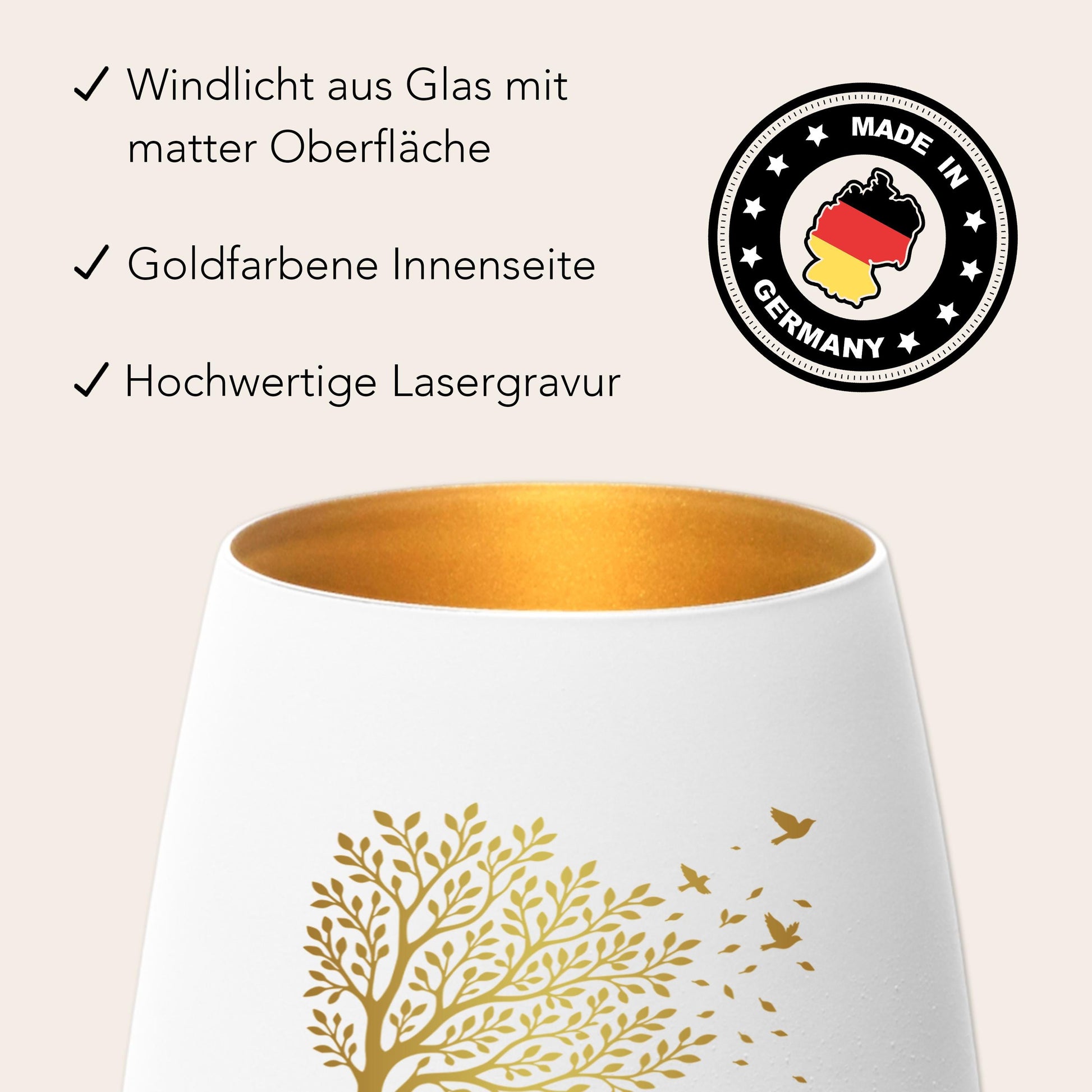 Trauerlicht Trauerkerze personalisiert Windlicht mit Gravur aus Glas Trauer Geschenk Trauergeschenk Verstorbene Erinnerung (Weiß)