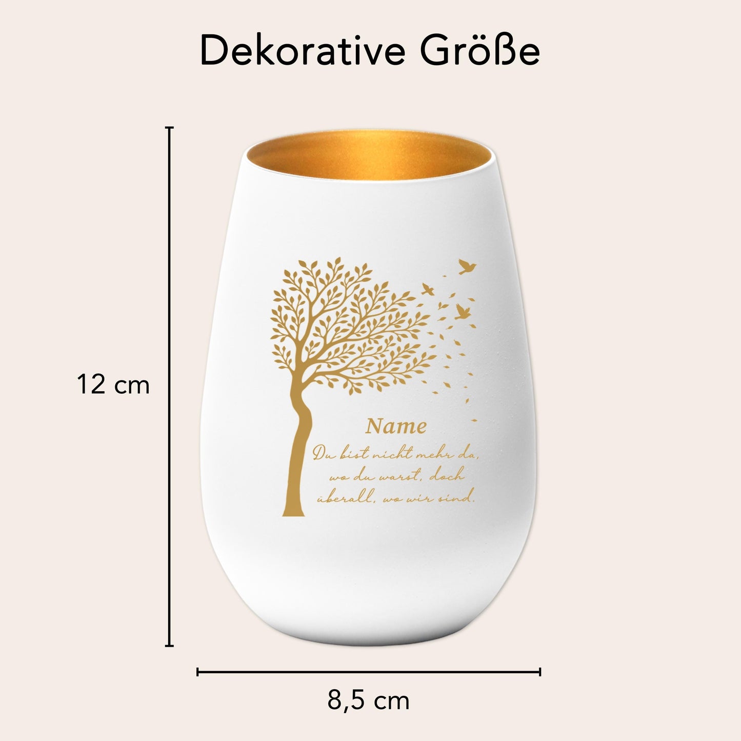 Trauerlicht Trauerkerze personalisiert Windlicht mit Gravur aus Glas Trauer Geschenk Trauergeschenk Verstorbene Erinnerung (Weiß)