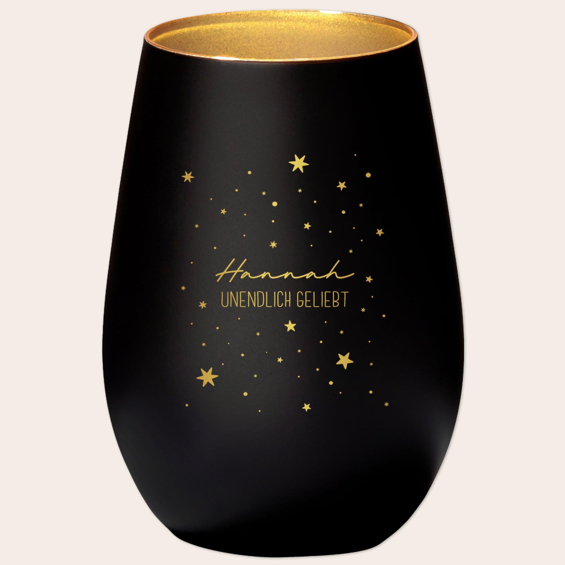 Sternenkind Andenken Trauergeschenk personalisiertes Windlicht Trauerlicht Trauer Geschenk Trauerkerze Gedenkkerze (Schwarz)