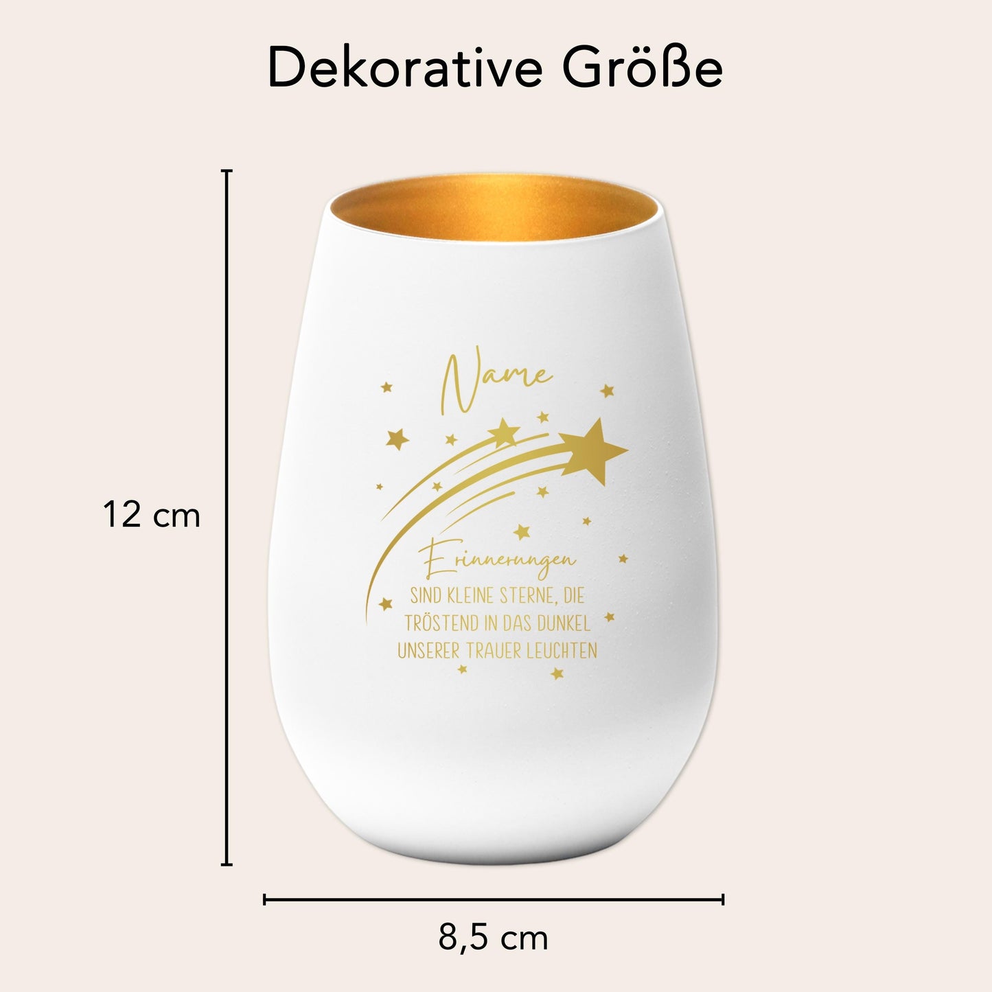 Erinnerung Sternenkind Andenken personalisiertes Windlicht Trauerlicht Trauer Trauergeschenk Trauerkerze Gedenkkerze (Weiß)