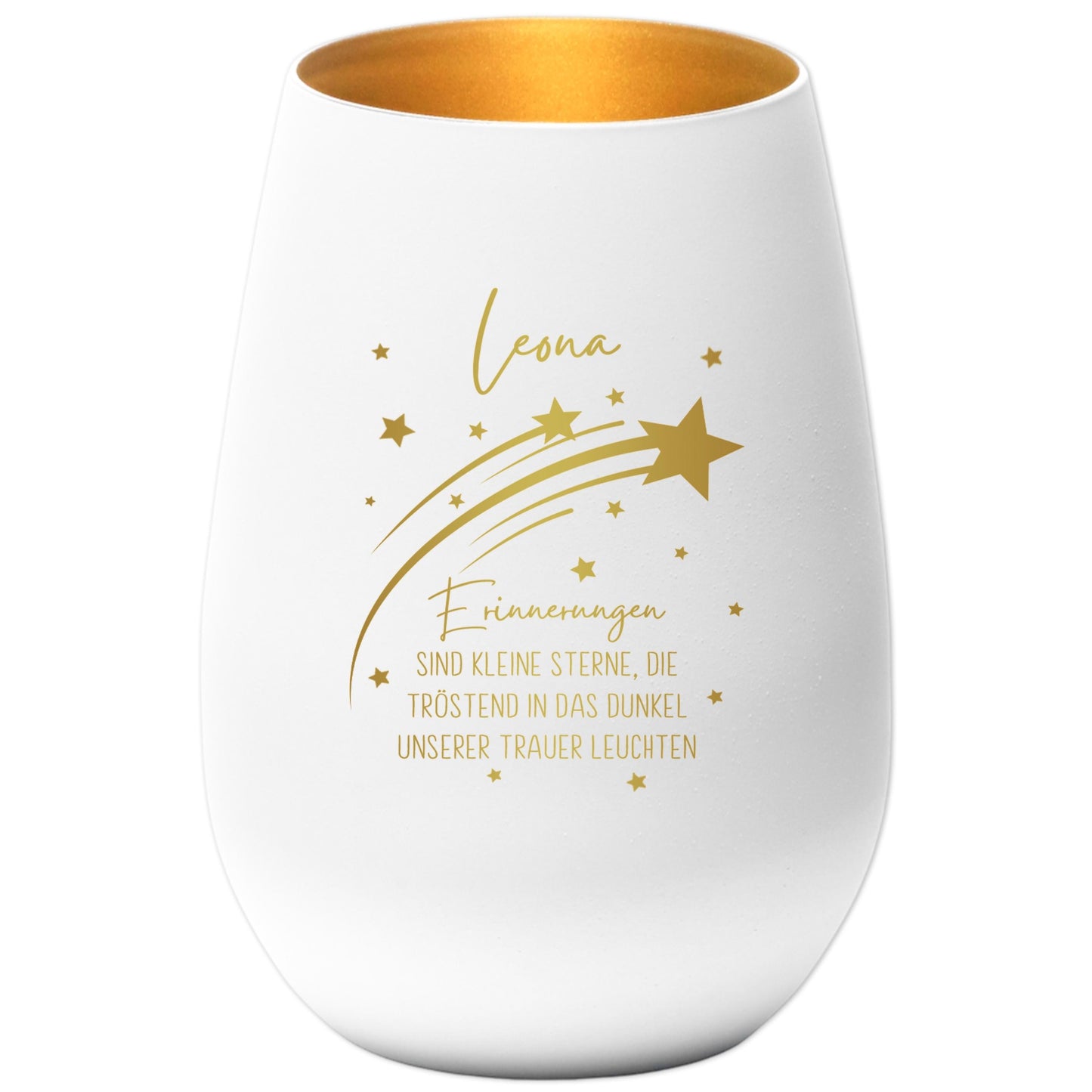 Erinnerung Sternenkind Andenken personalisiertes Windlicht Trauerlicht Trauer Trauergeschenk Trauerkerze Gedenkkerze (Weiß)