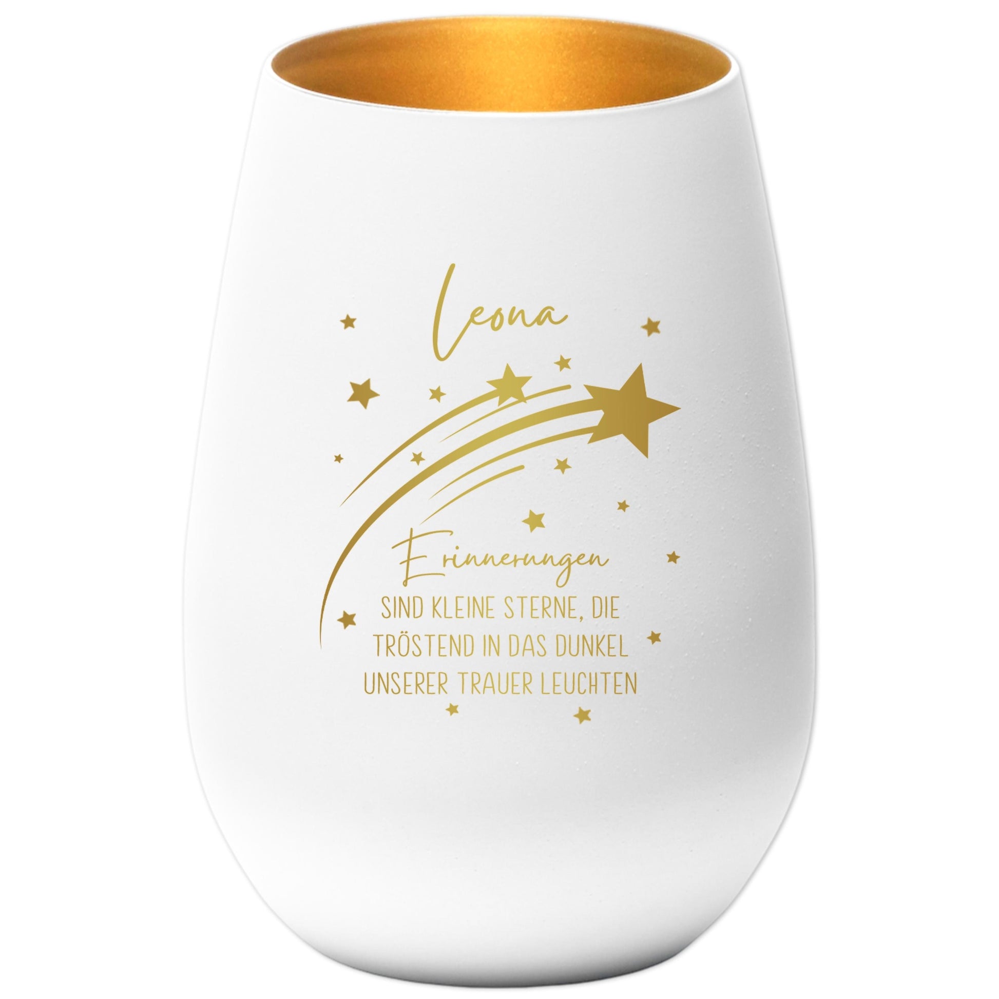 Erinnerung Sternenkind Andenken personalisiertes Windlicht Trauerlicht Trauer Trauergeschenk Trauerkerze Gedenkkerze (Weiß)