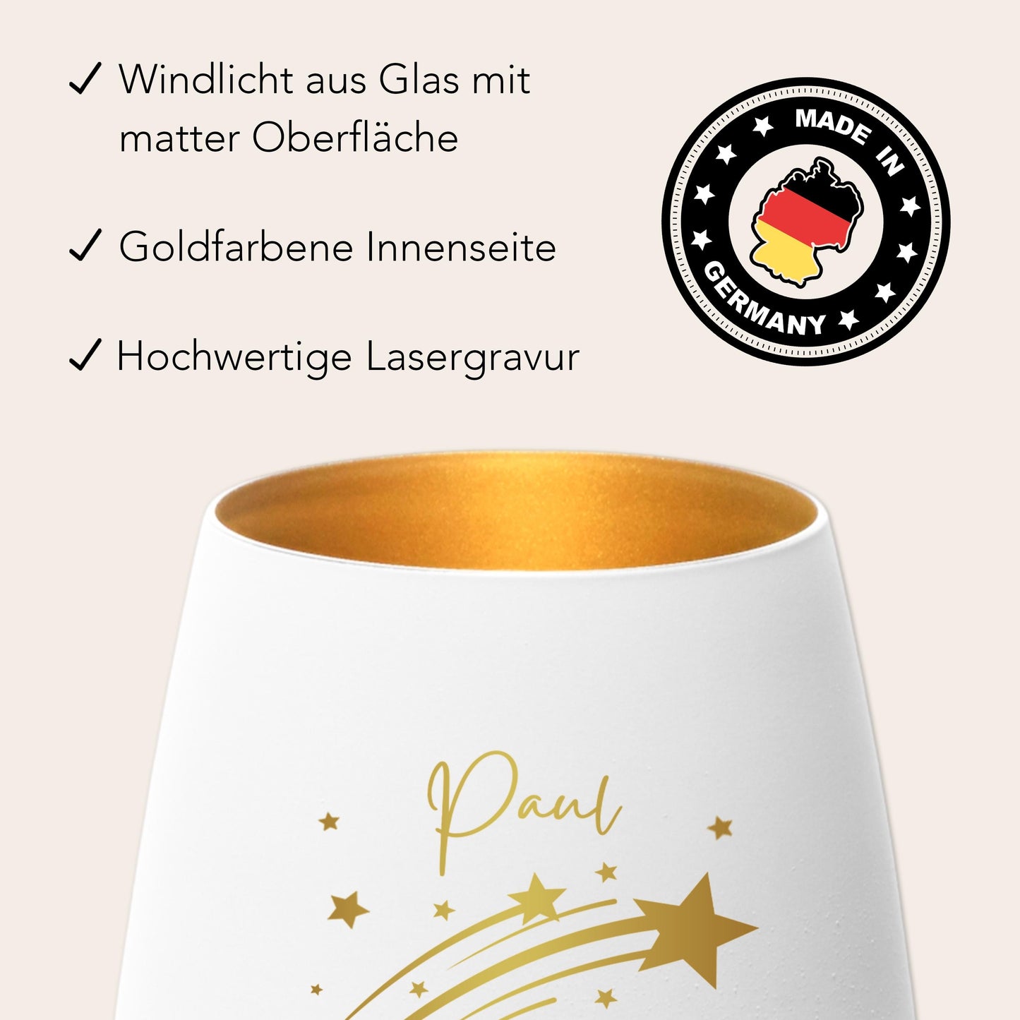 Erinnerung Sternenkind Andenken personalisiertes Windlicht Trauerlicht Trauer Trauergeschenk Trauerkerze Gedenkkerze (Weiß)