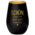 Schön dass es Dich gibt Geschenk Freundin Windlicht personalisiert Teelicht Kerzenglas mit Gravur (Schwarz)
