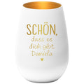 Schön dass es Dich gibt Geschenk Freundin Windlicht personalisiert Teelicht Kerzenglas mit Gravur (Weiß)