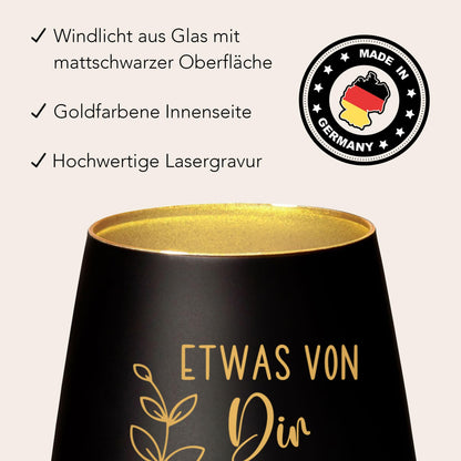 Trauergeschenk Trauerkerze Andenken an Verstorbene Windlicht Trauer Geschenk für Hinterbliebene Trauerlicht Gedenkkerze (Schwarz)