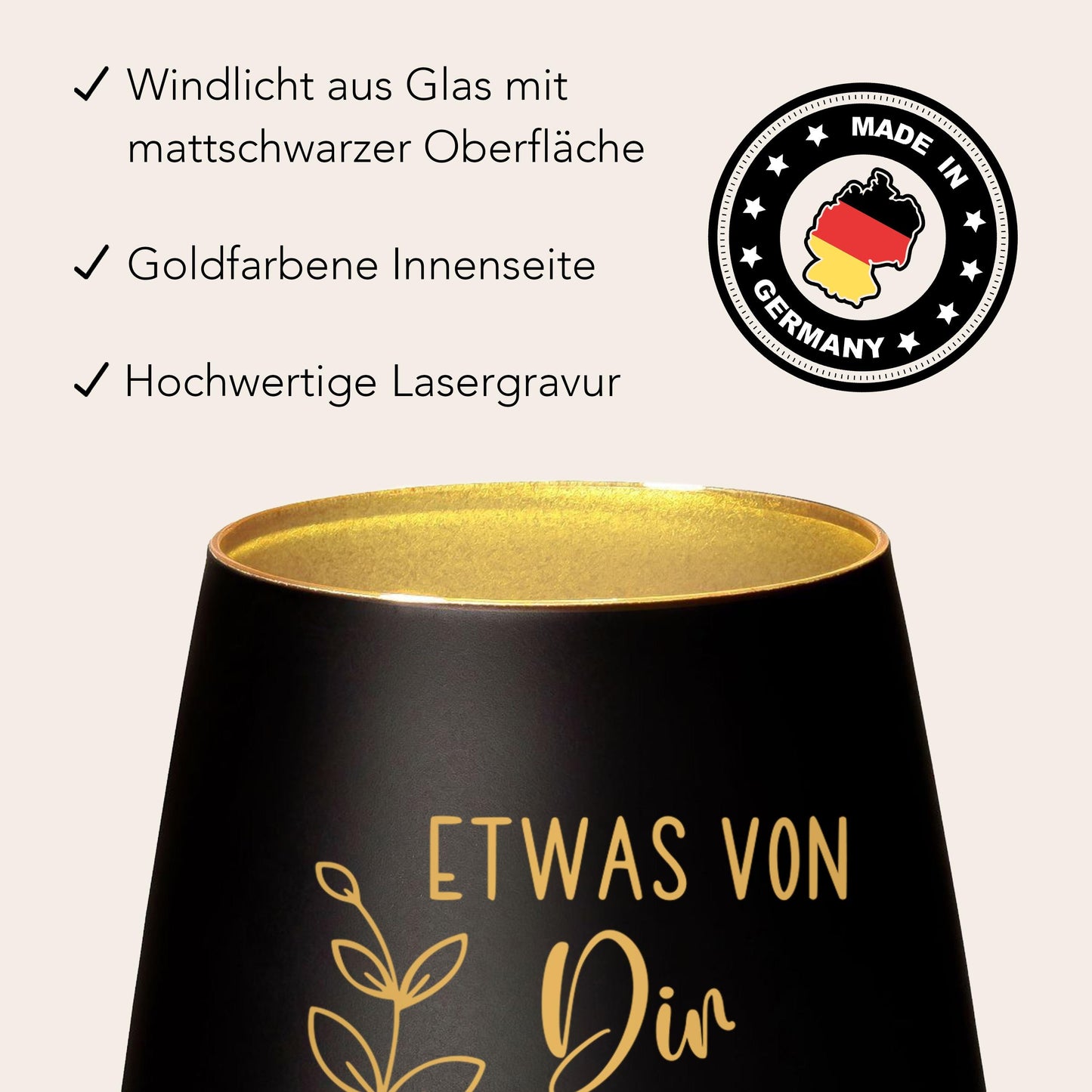 Trauergeschenk Trauerkerze Andenken an Verstorbene Windlicht Trauer Geschenk für Hinterbliebene Trauerlicht Gedenkkerze (Schwarz)