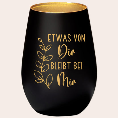 Trauergeschenk Trauerkerze Andenken an Verstorbene Windlicht Trauer Geschenk für Hinterbliebene Trauerlicht Gedenkkerze (Schwarz)