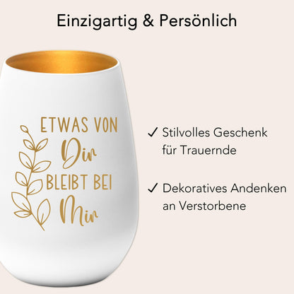 Trauergeschenk Trauerkerze Andenken an Verstorbene Windlicht Trauer Geschenk für Hinterbliebene Trauerlicht Gedenkkerze (Weiß)