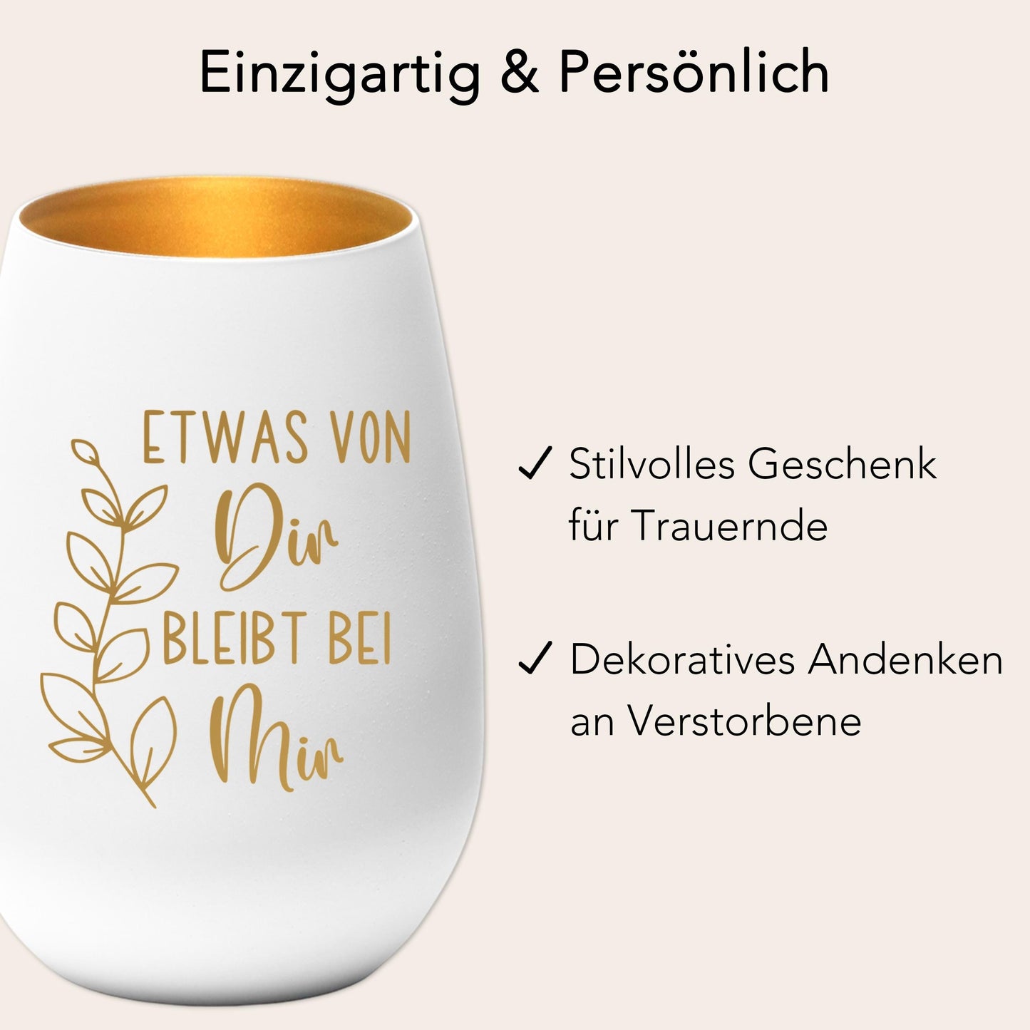 Trauergeschenk Trauerkerze Andenken an Verstorbene Windlicht Trauer Geschenk für Hinterbliebene Trauerlicht Gedenkkerze (Weiß)