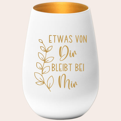 Trauergeschenk Trauerkerze Andenken an Verstorbene Windlicht Trauer Geschenk für Hinterbliebene Trauerlicht Gedenkkerze (Weiß)