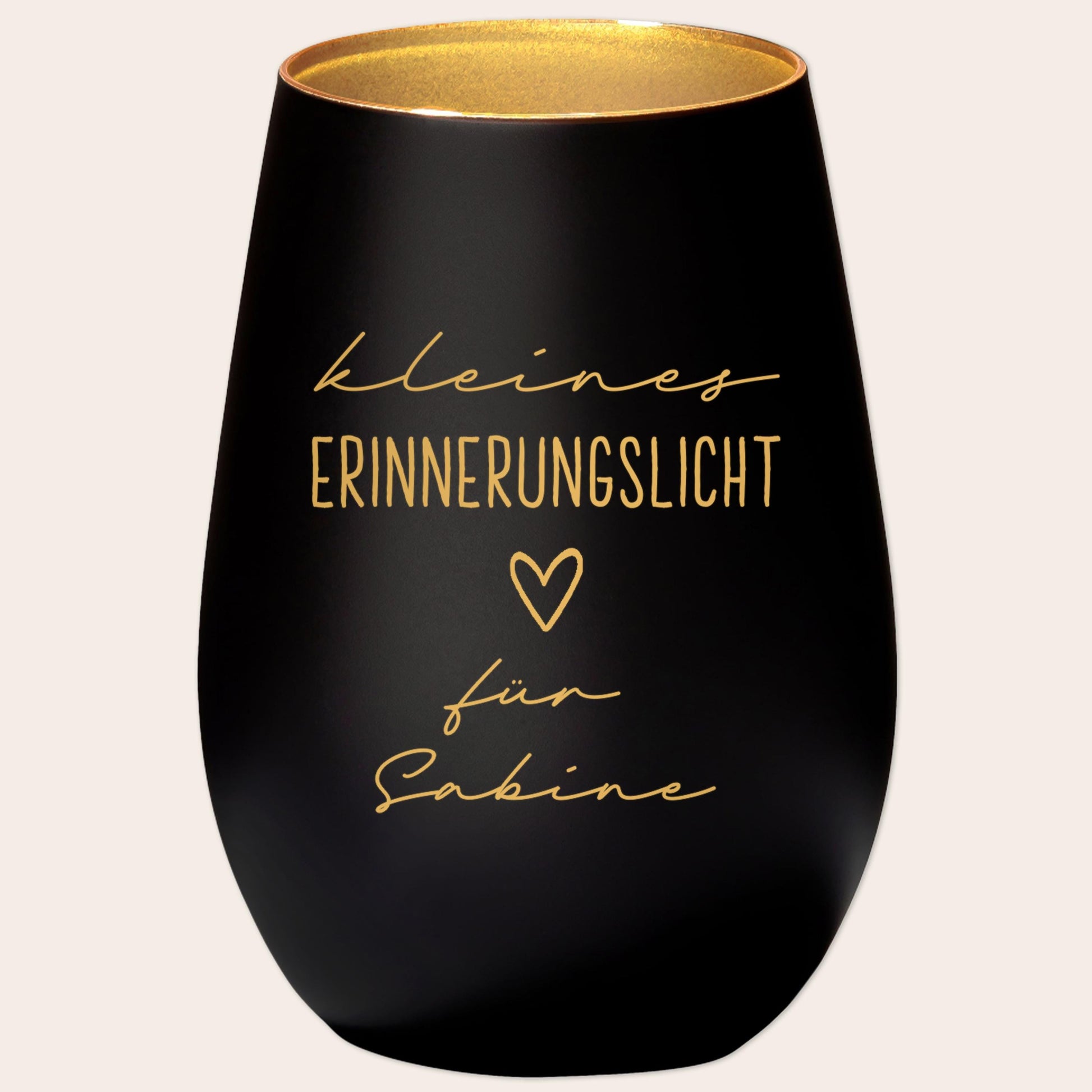 Erinnerungslicht Trauergeschenk Trauerkerze personalisiert Windlicht aus Glas Trauer Geschenk für Hinterbliebene Trauerlicht (Schwarz)