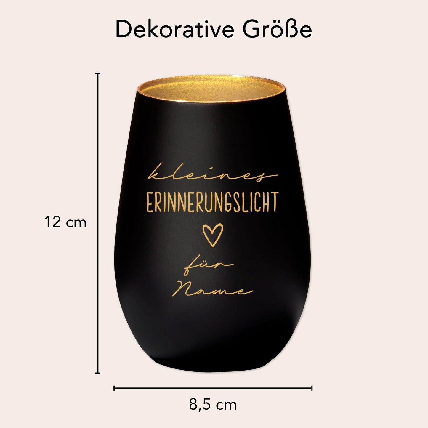 Erinnerungslicht Trauergeschenk Trauerkerze personalisiert Windlicht aus Glas Trauer Geschenk für Hinterbliebene Trauerlicht (Schwarz)