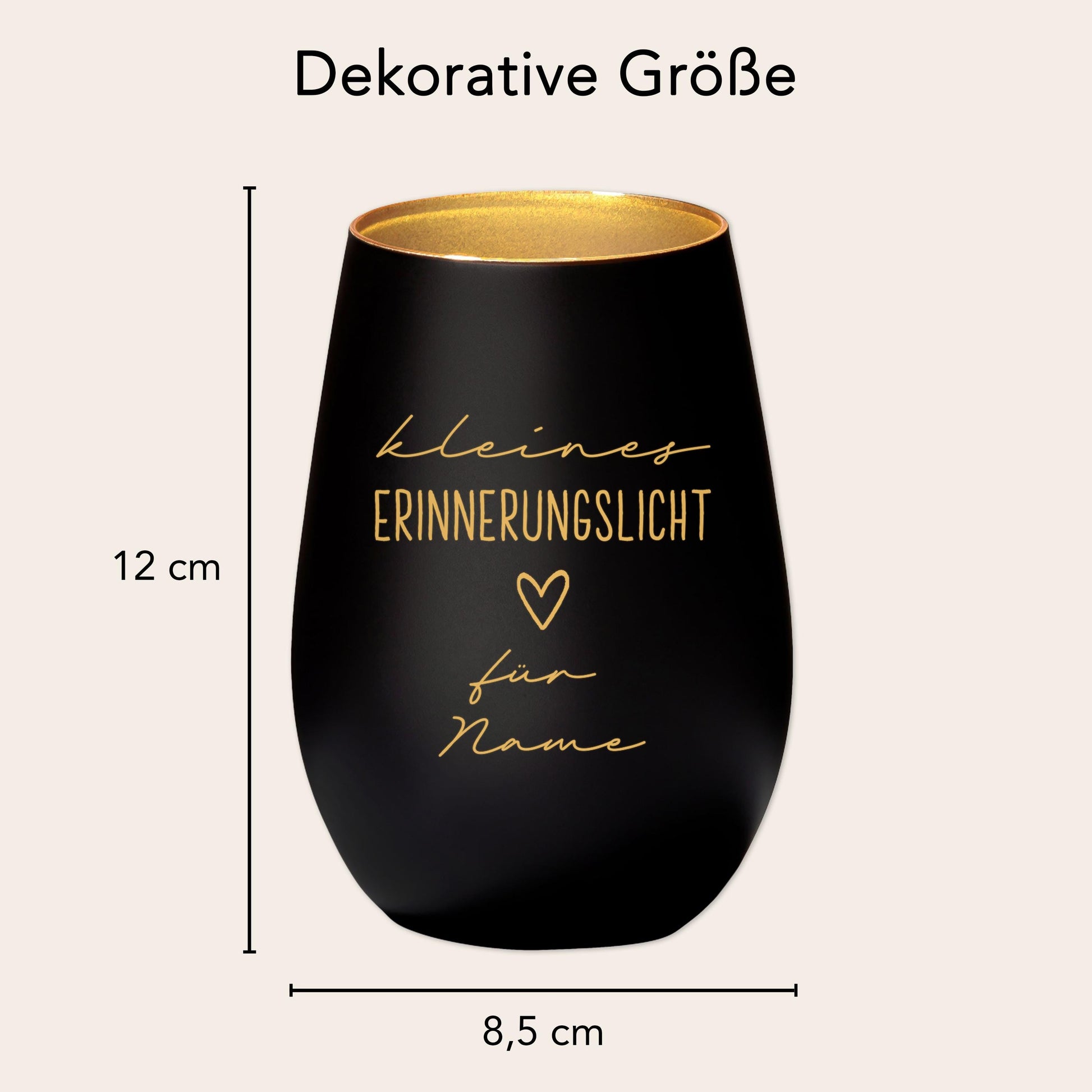 Erinnerungslicht Trauergeschenk Trauerkerze personalisiert Windlicht aus Glas Trauer Geschenk für Hinterbliebene Trauerlicht (Schwarz)