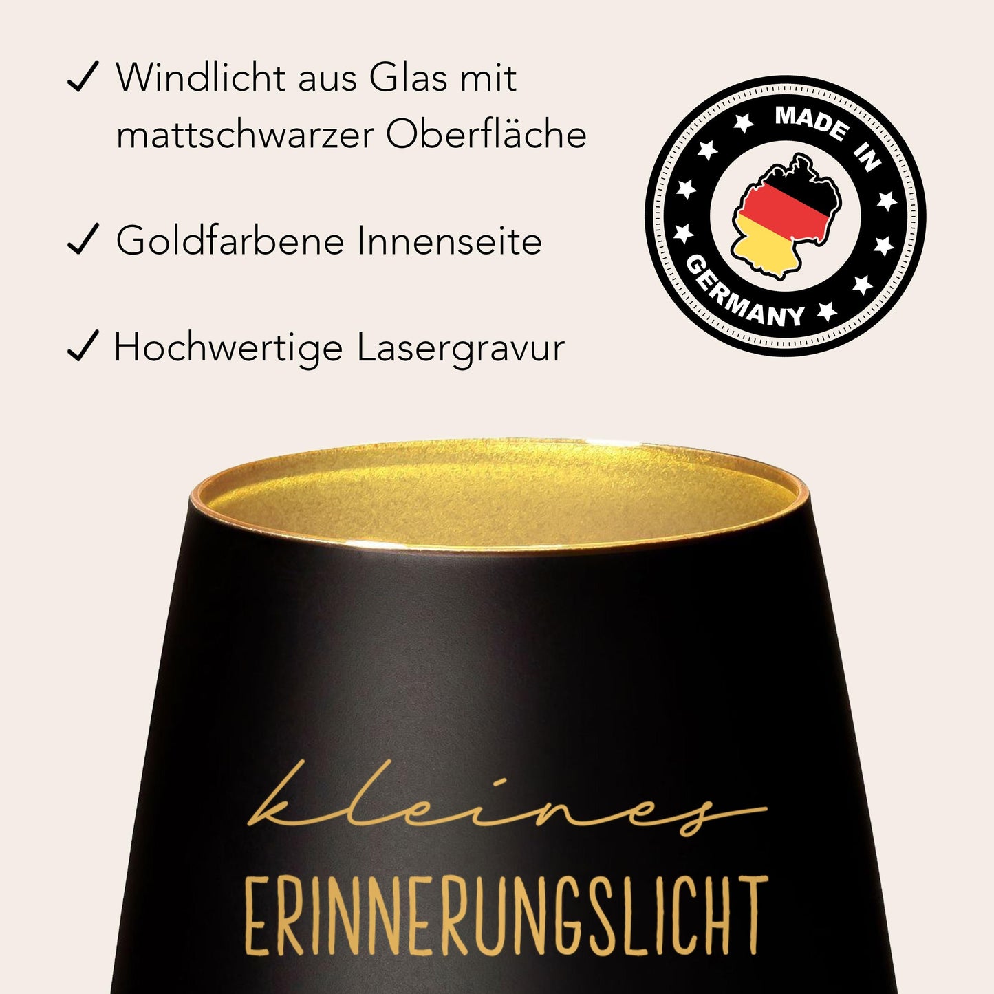 Erinnerungslicht Trauergeschenk Trauerkerze personalisiert Windlicht aus Glas Trauer Geschenk für Hinterbliebene Trauerlicht (Schwarz)