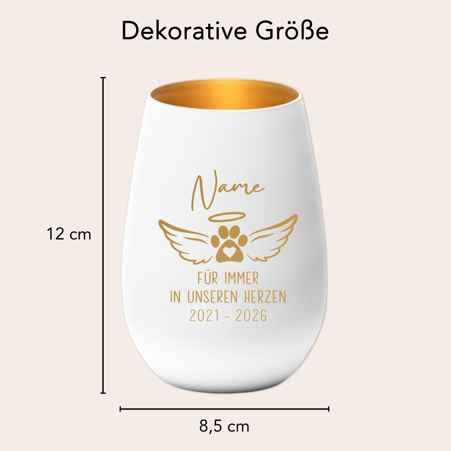 Andenken an verstorbenen Hund Windlicht Trauergeschenk Hunde Trauerlicht personalisiert Trauer Geschenk zur Erinnerung (Weiß)