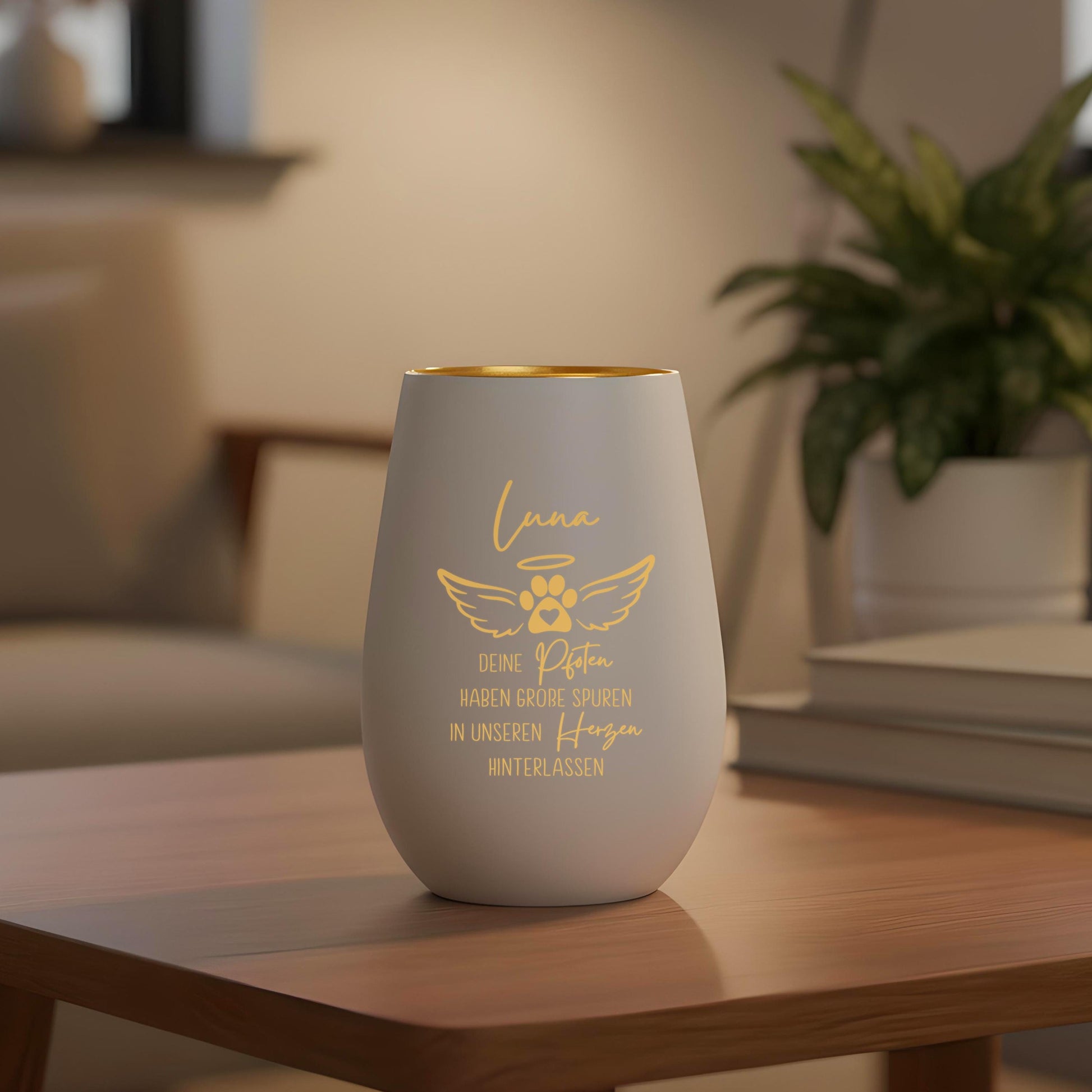 Andenken an verstorbenen Hund Trauergeschenk personalisiert Windlicht Trauer Geschenk zur Erinnerung Hunde Trauerlicht Gedenkkerze (Weiß)