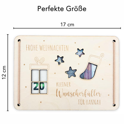 Weihnachten Geldgeschenk personalisiert Wunscherfüller Weihnachtsgeld Verpackung Geschenkkarte Weihnachtskarte aus Holz 12x17 cm