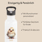 Trinkflasche Kinder personalisiert mit Namen Huhn Edelstahl Flasche mit Strohhalm Wasserflasche für Schule Kindergarten 600 ml