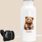Trinkflasche Kinder personalisiert mit Namen Bäre Edelstahl Flasche mit Strohhalm Wasserflasche für Schule Kindergarten 600 ml