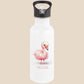 Trinkflasche Kinder personalisiert mit Namen Flamingo Edelstahl Flasche mit Strohhalm Wasserflasche für Schule Kindergarten 600 ml