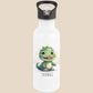 Trinkflasche Kinder personalisiert mit Namen Dino Edelstahl Flasche mit Strohhalm Wasserflasche für Schule Kindergarten 600 ml
