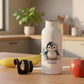 Trinkflasche Kinder personalisiert mit Namen Pinguin Edelstahl Flasche mit Strohhalm Wasserflasche für Schule Kindergarten 600 ml
