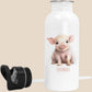 Trinkflasche Kinder personalisiert mit Namen Schwein Edelstahl Flasche mit Strohhalm Wasserflasche für Schule Kindergarten 600 ml