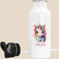 Trinkflasche Kinder personalisiert mit Namen Einhorn Edelstahl Flasche mit Strohhalm Wasserflasche für Schule Kindergarten 600 ml
