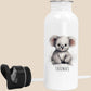 Trinkflasche Kinder personalisiert mit Namen Koala Edelstahl Flasche mit Strohhalm Wasserflasche für Schule Kindergarten 600 ml