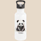 Trinkflasche Kinder personalisiert mit Namen Panda Edelstahl Flasche mit Strohhalm Wasserflasche für Schule Kindergarten 600 ml