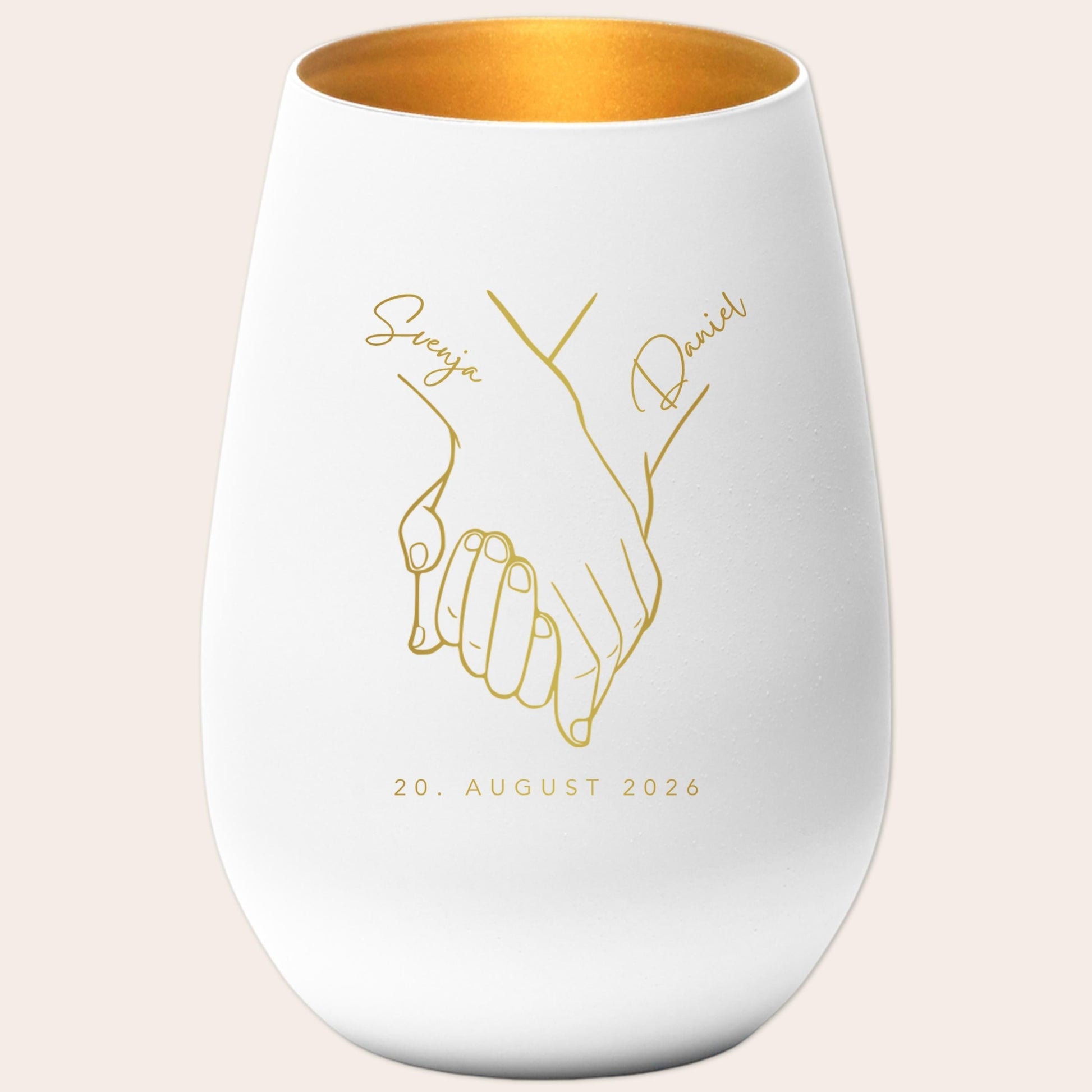 Hochzeitsgeschenk für Brautpaar personalisiert Windlicht Glas mit Gravur für Hochzeit Geschenk Kleinigkeit (Weiß)