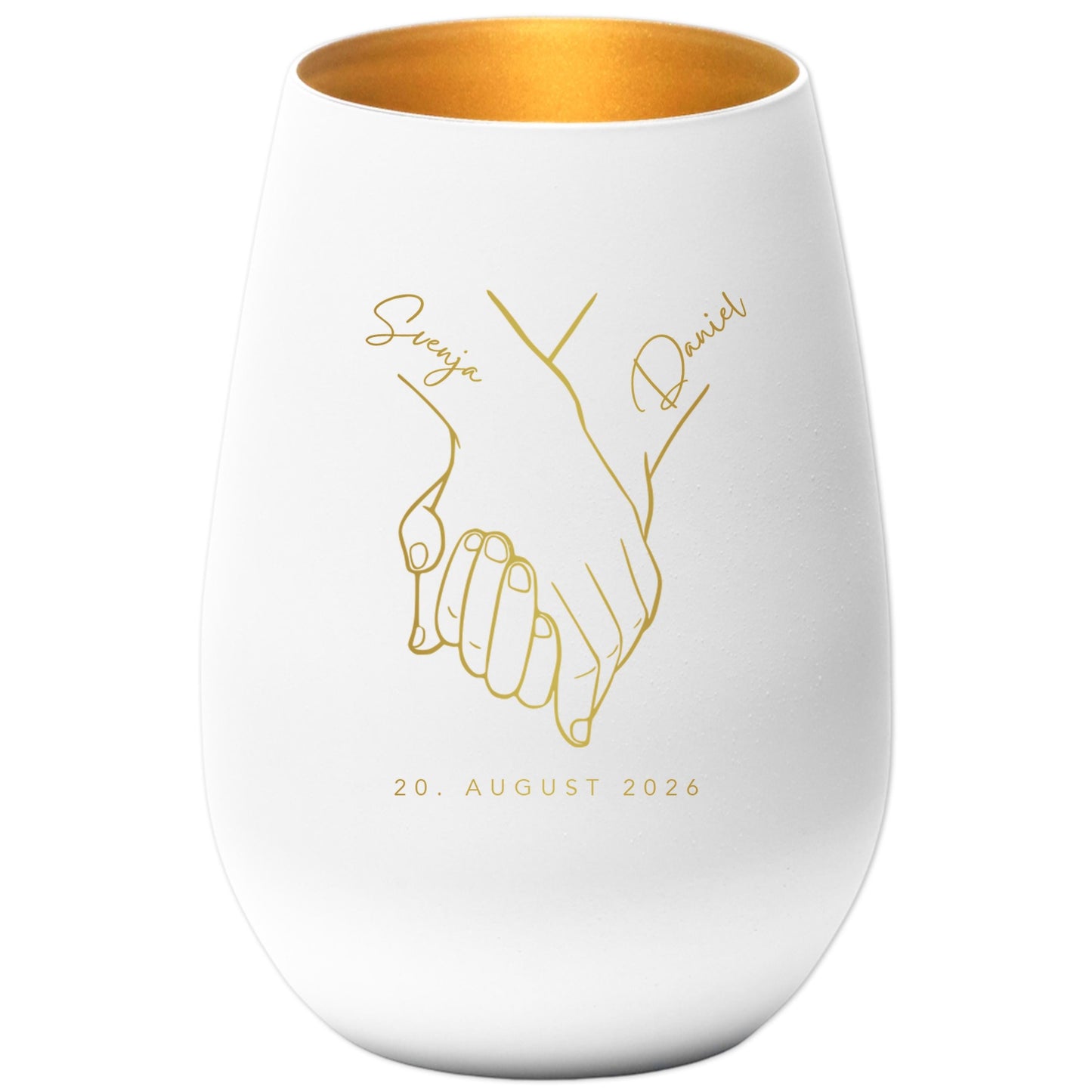 Hochzeitsgeschenk für Brautpaar personalisiert Windlicht Glas mit Gravur für Hochzeit Geschenk Kleinigkeit (Weiß)