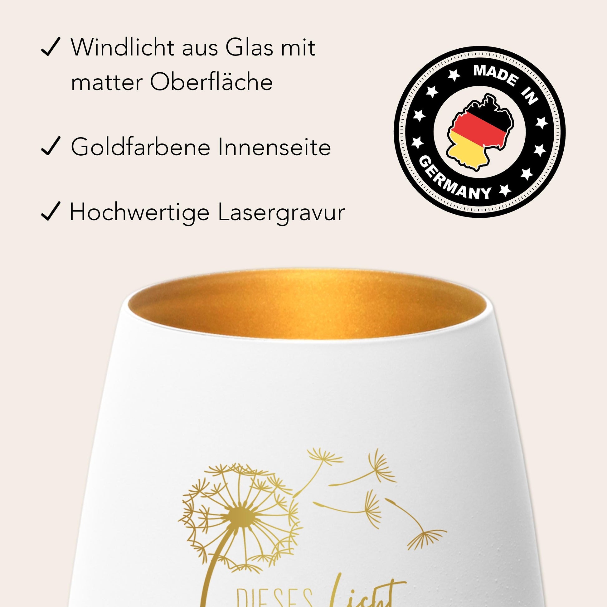 Trauerlicht Trauerkerze personalisiert Windlicht mit Gravur aus Glas Trauer Geschenk Trauergeschenk Verstorbene Erinnerung (Weiß)