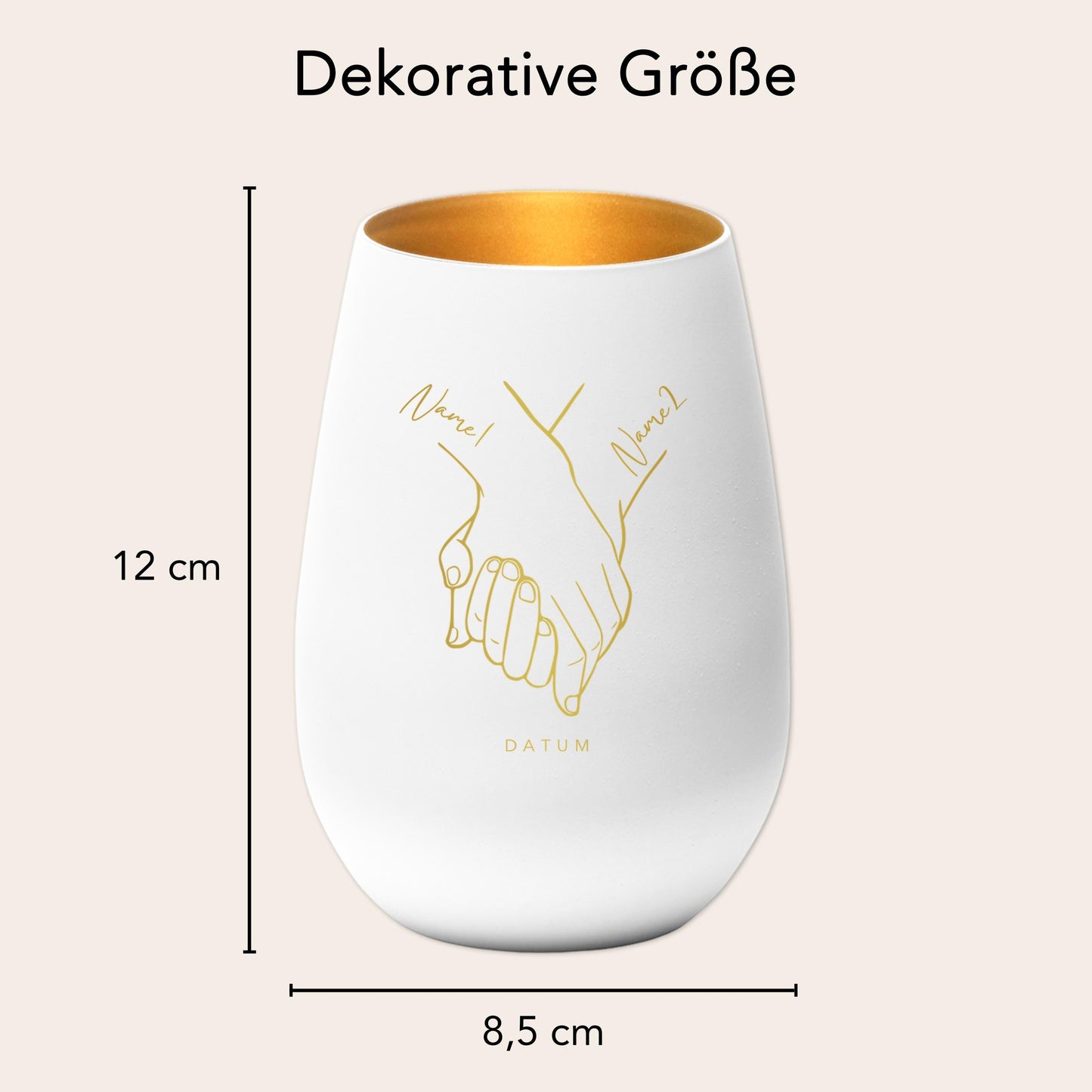 Hochzeitsgeschenk für Brautpaar personalisiert Windlicht Glas mit Gravur für Hochzeit Geschenk Kleinigkeit (Weiß)