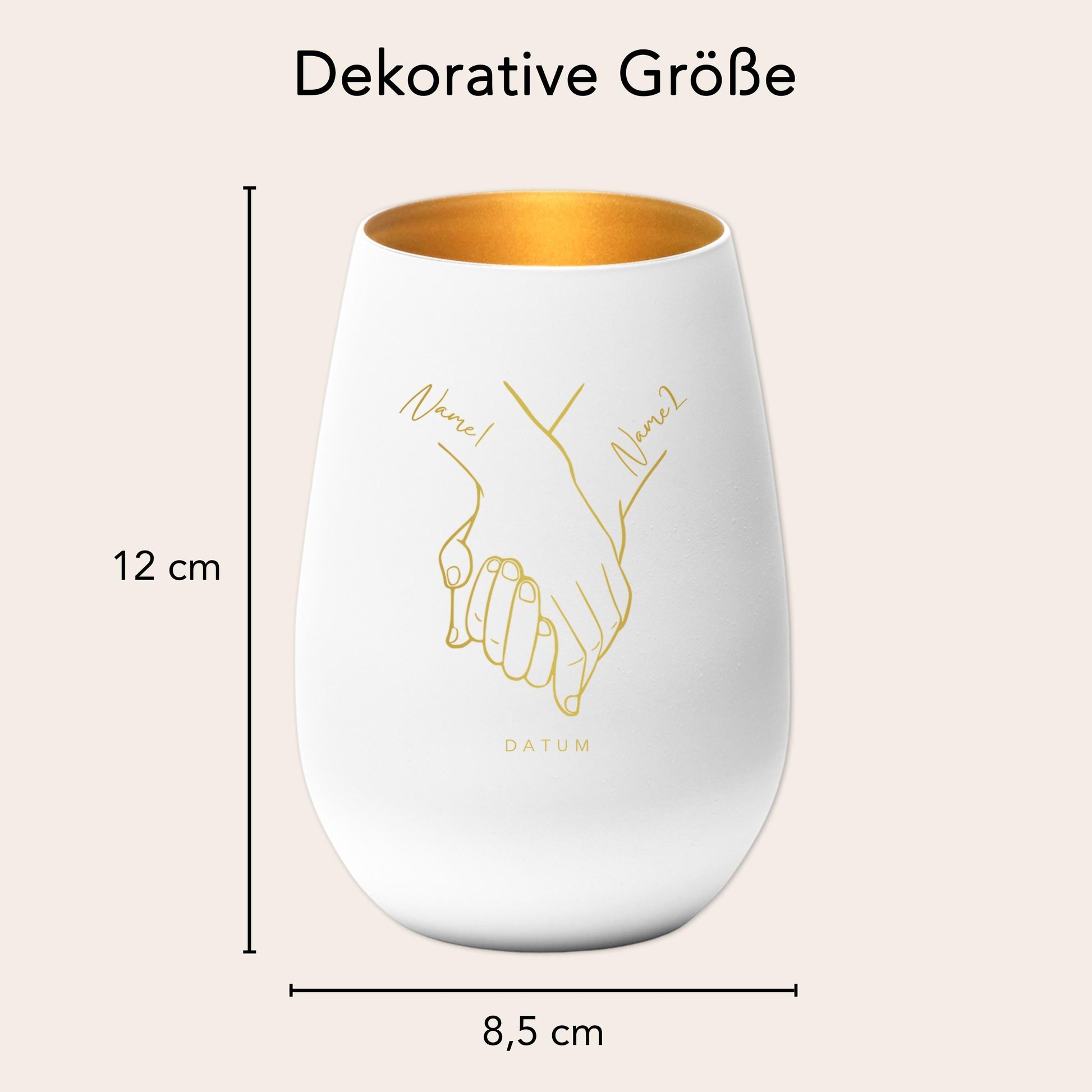 Hochzeitsgeschenk für Brautpaar personalisiert Windlicht Glas mit Gravur für Hochzeit Geschenk Kleinigkeit (Weiß)