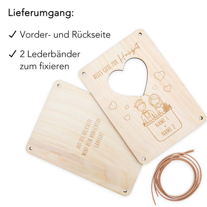 Hochzeitsgeschenk Geld Brautppar personalisiertes Geldgeschenk Hochzeit Hochzeitsgeschenk Geschenk Hochzeitskarte aus Holz 12x17 cm