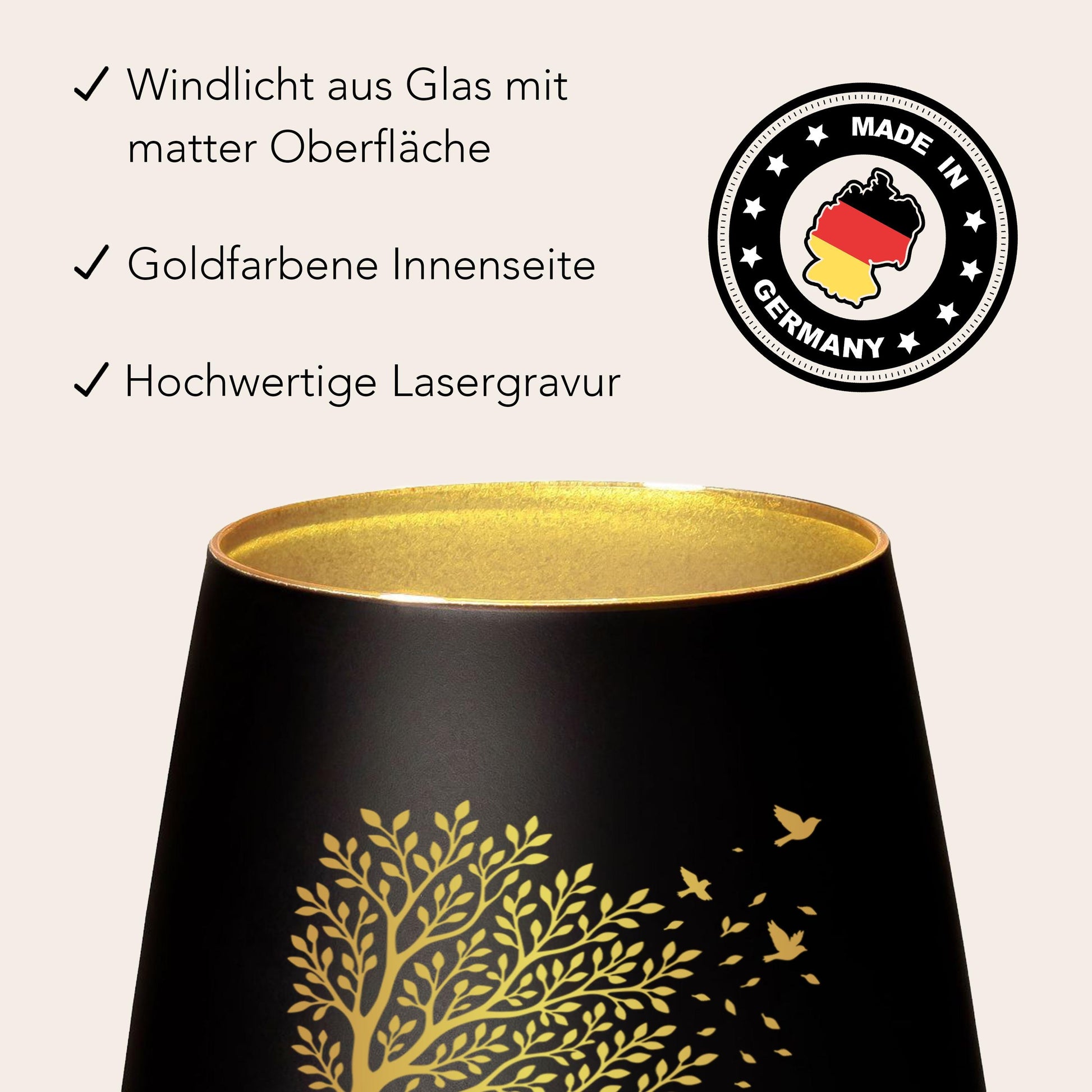 Trauerlicht Trauerkerze personalisiert Windlicht mit Gravur aus Glas Trauer Geschenk Trauergeschenk Verstorbene Erinnerung (Schwarz)