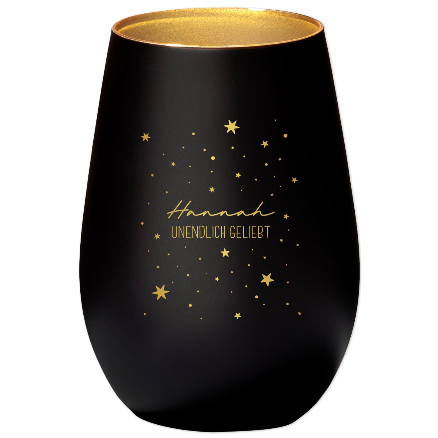 Sternenkind Andenken Trauergeschenk personalisiertes Windlicht Trauerlicht Trauer Geschenk Trauerkerze Gedenkkerze (Schwarz)