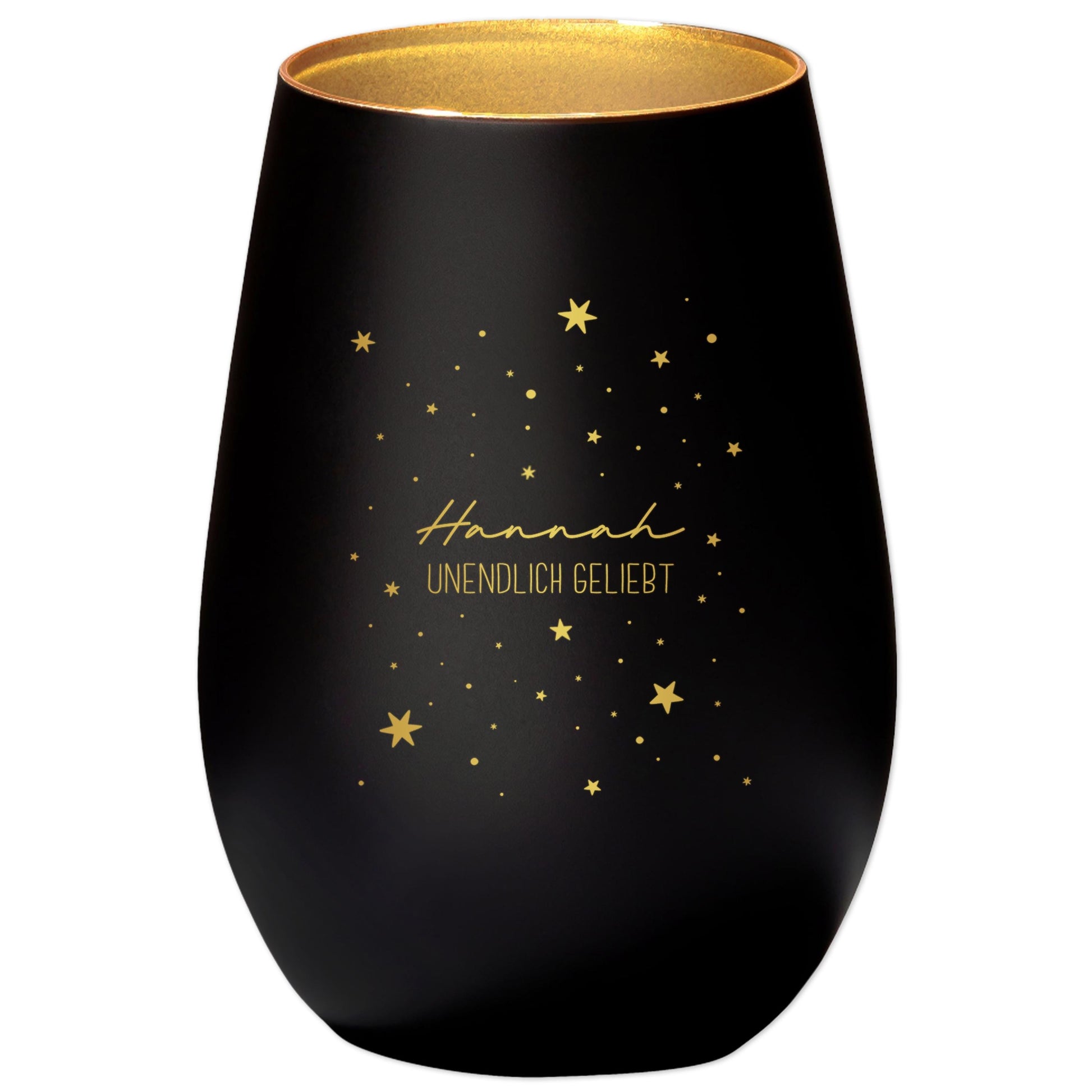 Sternenkind Andenken Trauergeschenk personalisiertes Windlicht Trauerlicht Trauer Geschenk Trauerkerze Gedenkkerze (Schwarz)